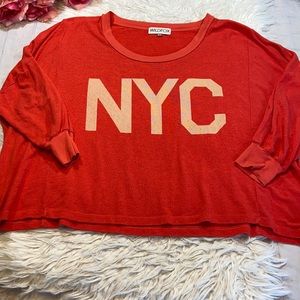 Wildfox NYC Graphic Oversized Red Pullover Sweater